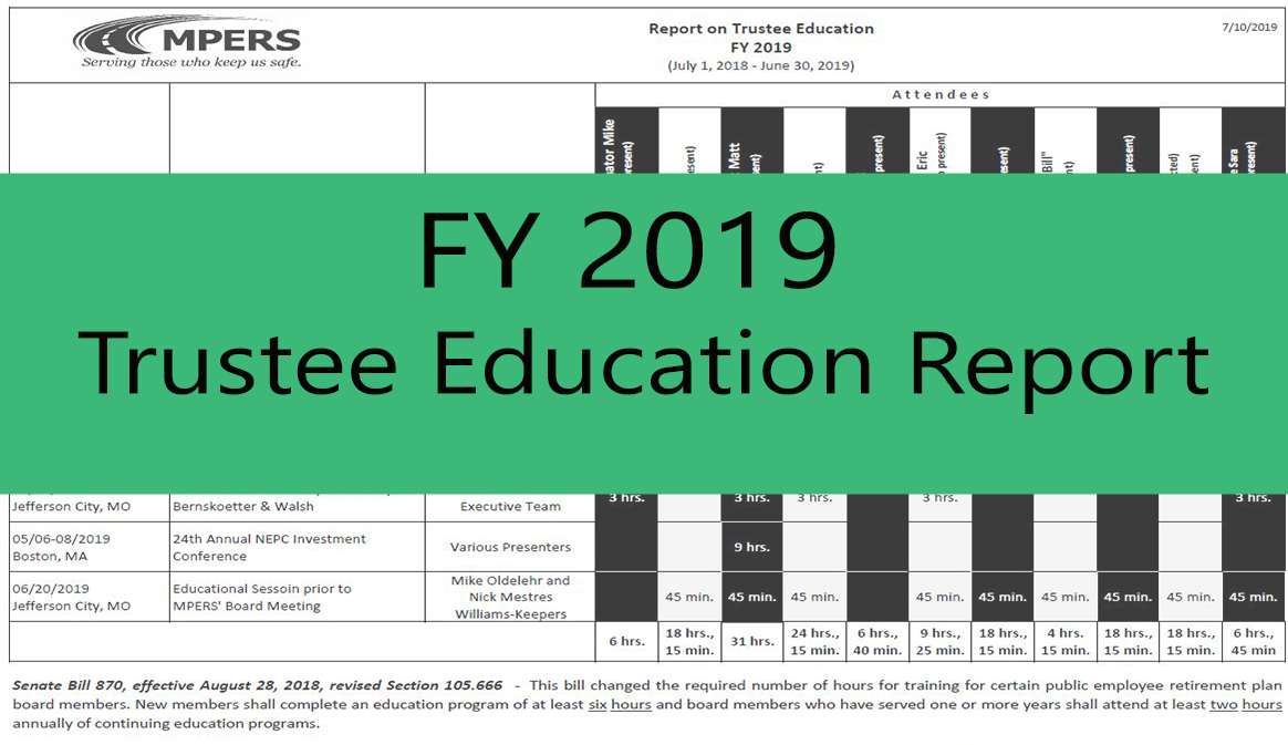 FY 2019 Trustee Education Report