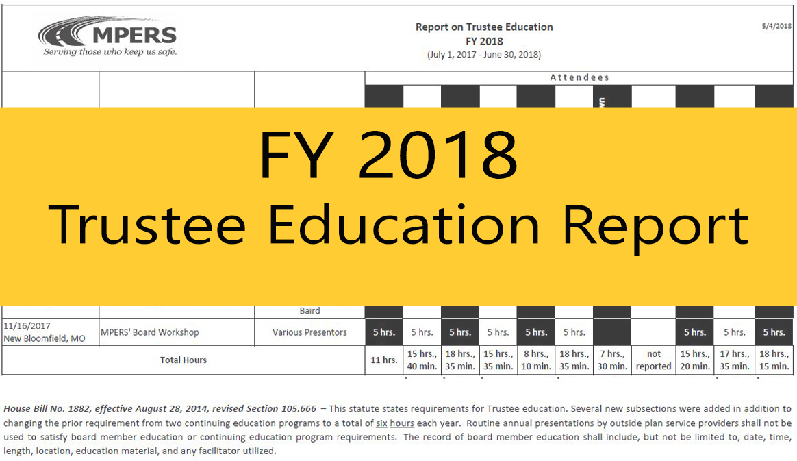 FY 2018 Trustee Education Report