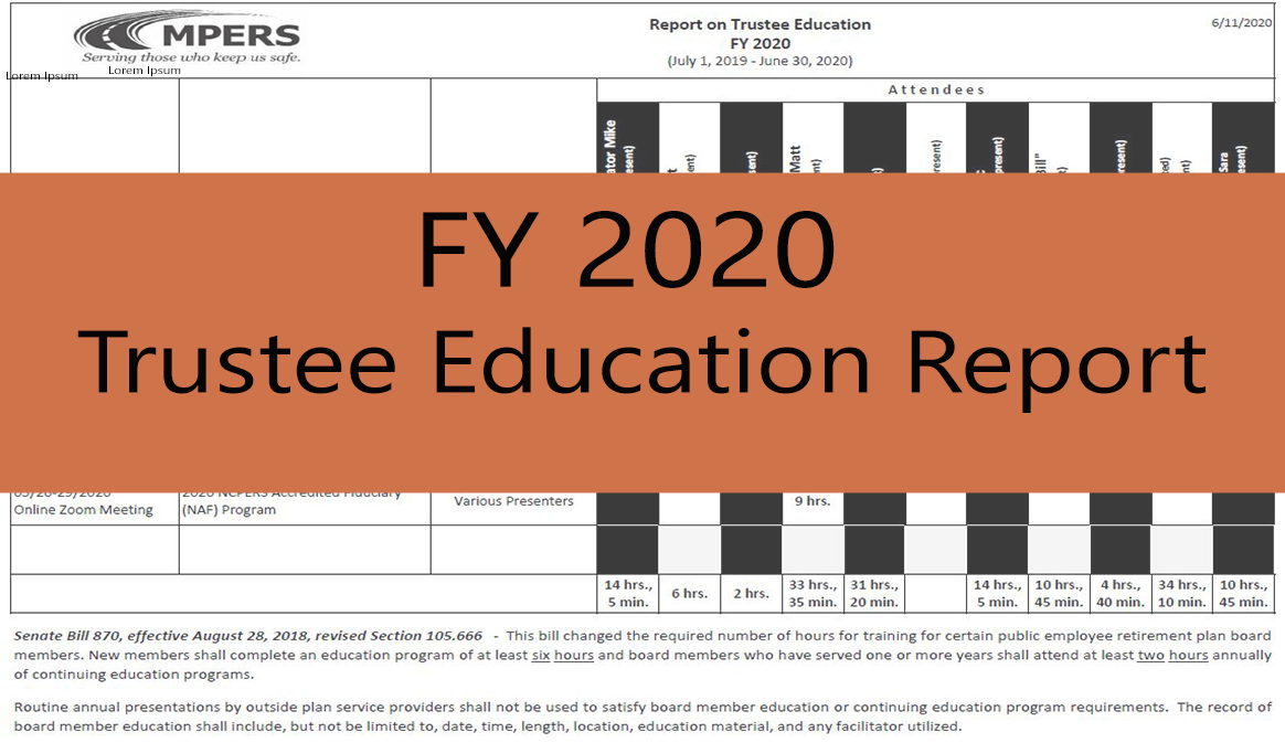 FY 2020 Trustee Education Report